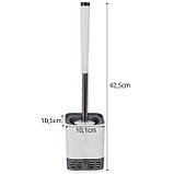 Силіконова щітка для туалету RUHHY йоржик з підставкою та щипцями, біло-сірий, фото 9