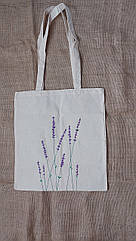 Шопер з двунитки, бежева еко-торба ручного розпису, бавовняна сумка для покупок, шопер на подарнок