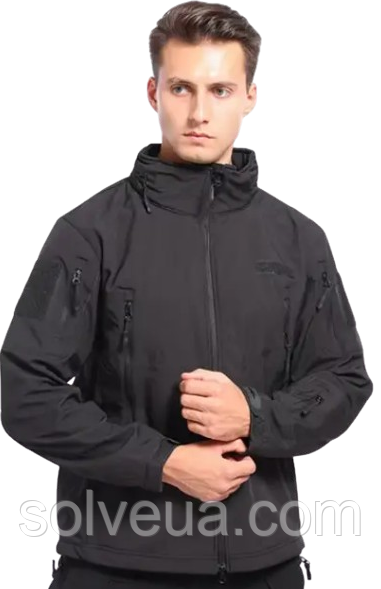 Водонепроникна тактична куртка SOFTSHELL із флісом Solve Black KT6000801 solve
