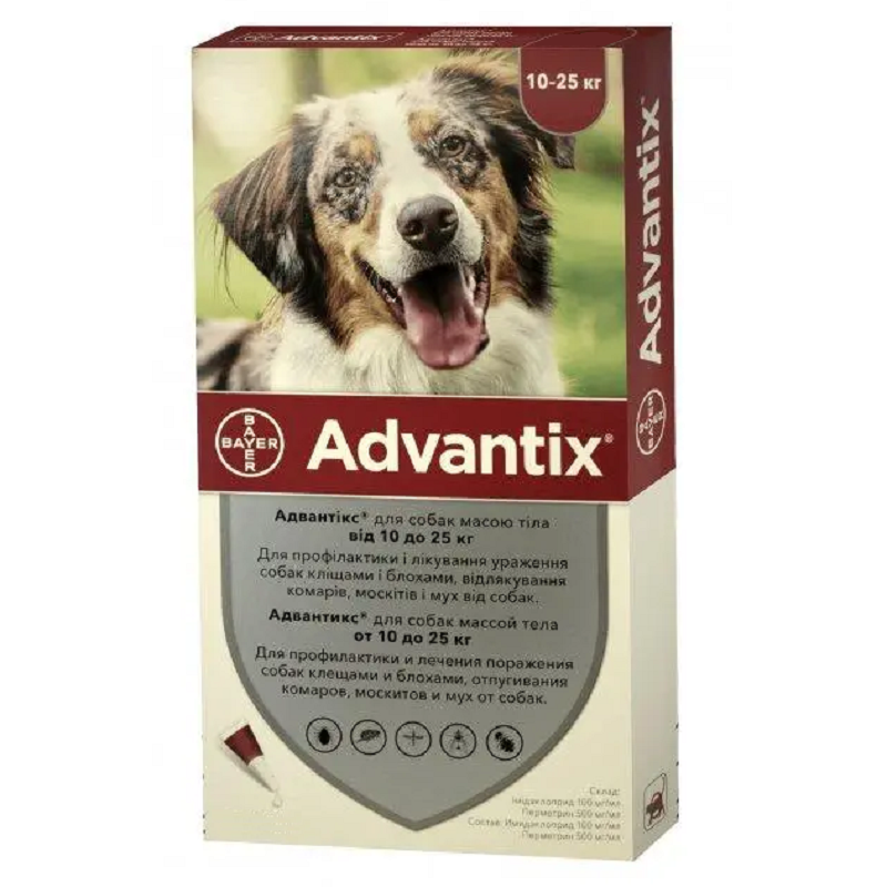 Адвантикс Advantix краплі на холку для собак 10-25 кг Bayer 1 піпетка