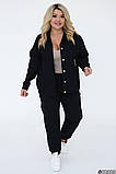 Чорний жіночий костюм із джинс-котону батал: куртка на ґудзиках і штани, фото 7