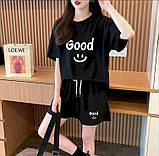 Жіночий яскравий літній костюм: футболка вільного крою та шорти "GOOD", фото 2