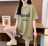 Жіночий яскравий літній костюм: футболка вільного крою та шорти "GOOD", фото 3