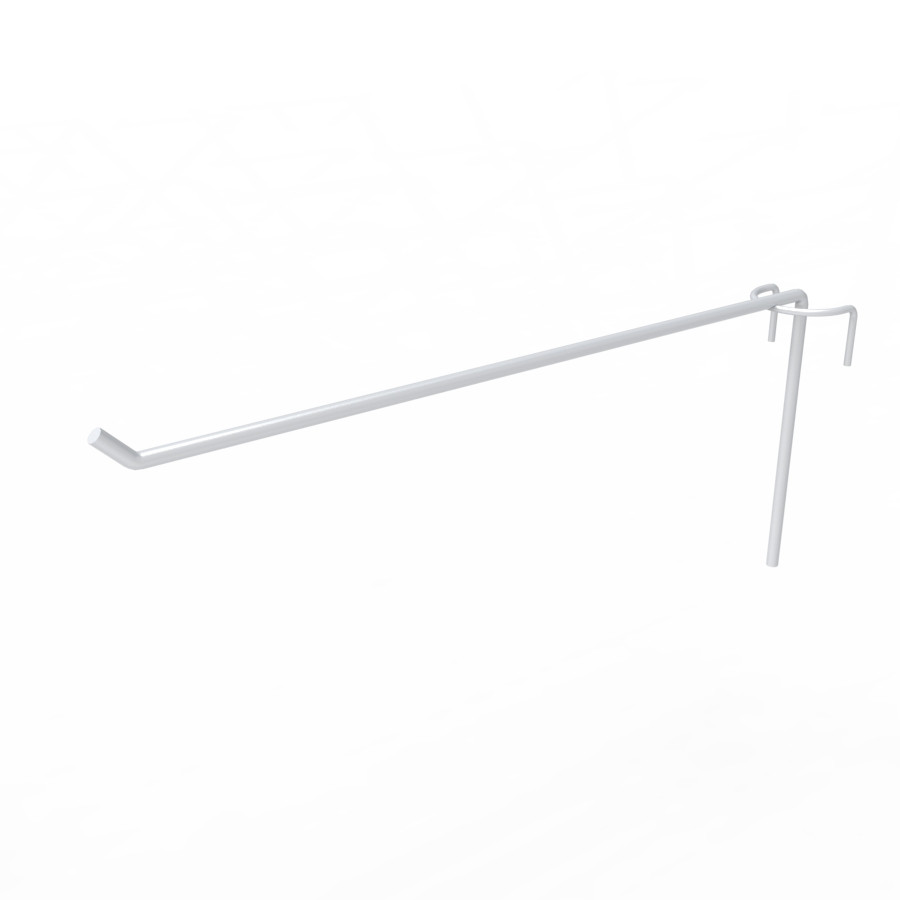 Гачок одинарний на торгову сітку 250 мм, D5 мм, білий