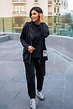 Чорний жіночий спортивний костюм-трійка з двонитки батал: худі, футболки та штани, фото 5