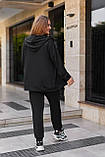 Чорний жіночий спортивний костюм-трійка з двонитки батал: худі, футболки та штани, фото 4