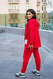 Червоний жіночий спортивний костюм-трійка з двонитки батал: худі, футболки та штани, фото 6