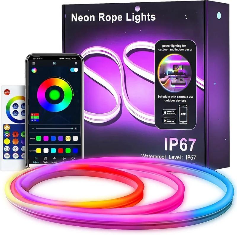 Розумна гнучка світлодіодна неонова LED стрічка 3 метри RGBIC NEON ROPE Wi-Fi + Bluetooth
