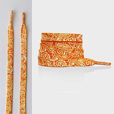 Помаранчеві шнурки з малюнком для кросівок та черевиків