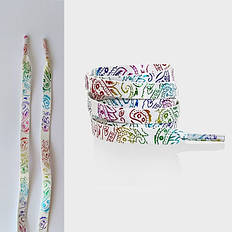 Білі шнурки з кольоровим малюнком для кросівок та черевиків