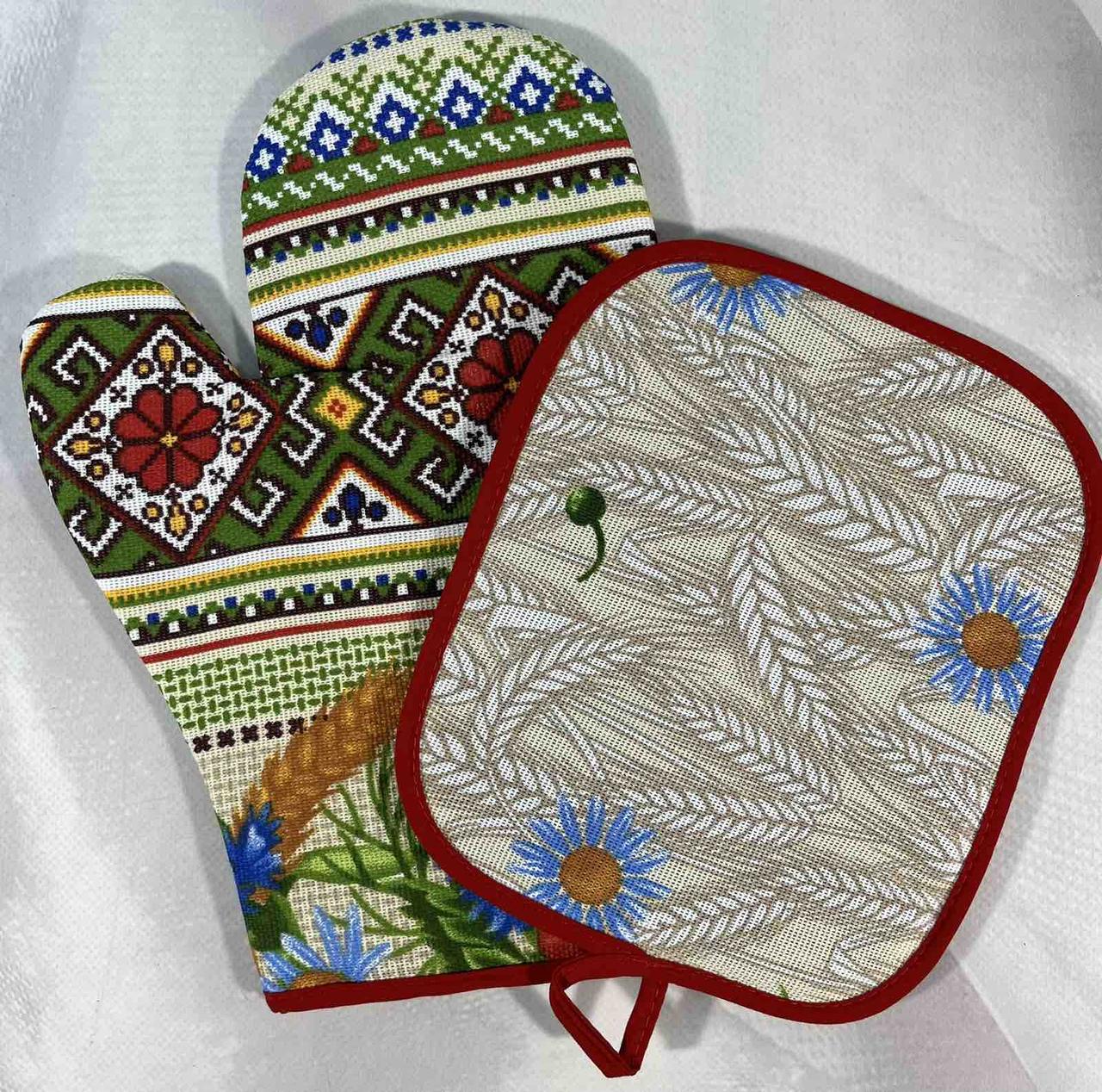 Прихватка та рукавичка Набір кухонний   Матеріал льон