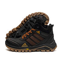 Підліткові зимові шкіряні черевики Adidas Terrex Black, зимові утеплені черевики для хлопчика