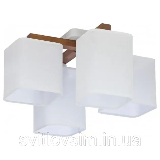 Люстра, світильник TK LIGHTING,4 плафони метал/дерево/текстиль 4163