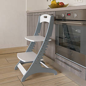 Зростаючий стілець Монтессорі ChildWood -  Elite Сірий + Білий