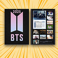 Календар настінний перекидний BTS 2025 Black А3