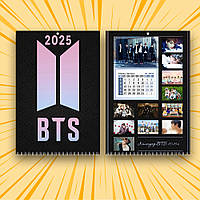 Календар настінний перекидний BTS 2025 Black А4