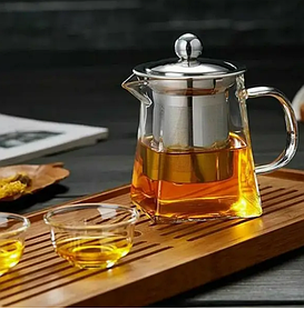 Скляний чайник Helios Піраміда з кришкою і фільтром 750 мл (6710)