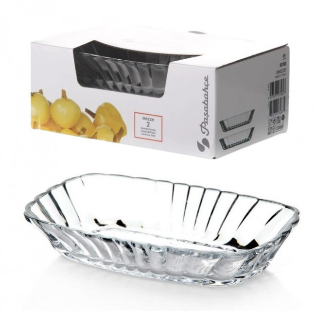 Набір скляних салатників Pasabahce Mezze прямокутних 157x101мм 2 шт (53702)