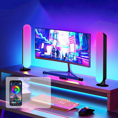 Світлодіодні панелі 25 см 2шт RGB Ambiance Light Bar від USB та з пультом, чорні, фото 1