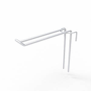 Гачок подвійний на торгову сітку 100 мм D4 мм, білий