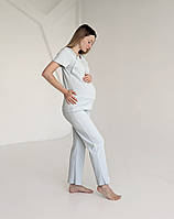 Піжама для вагітних і годуючих мам зі штанами (пастельний м'ятний), фото 3