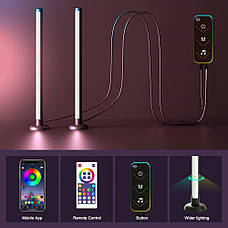 Світлодіодні панелі 44см 2шт RGB з APP Smart від USB та пультом, чорні, фото 5