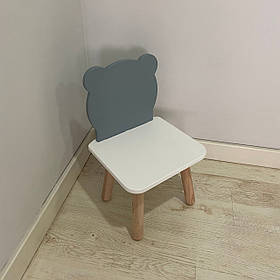 Стульчик дитячий ChildWood ведмедик сірий+білий Kids Dream (Фанера)