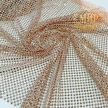 Стрейчева стразова сітка бежева, камені Golden Shadow (2 види)