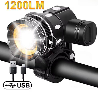 Передня вело фара Cree T6 XML (1200 люмен) від USB