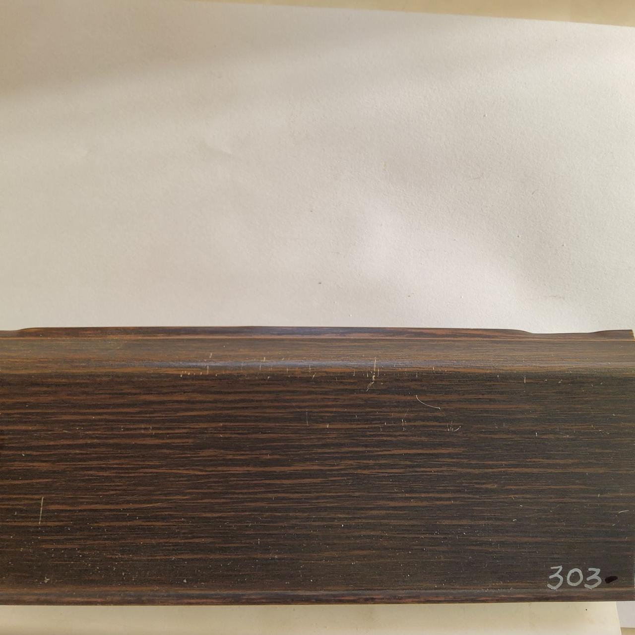 Плінтус підлоговий 80 мм ВЕНГЕ ТЕМНИЙ, 2.2 м з кабельом каналом, м'якими краями доставка по Україні, фото 1