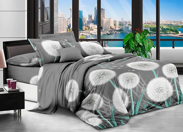 Сіра постільна тканина 220 см синтетична з принтом квіти, Поліестер 75, рулон 80 м, фото 1