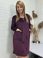 Жіночий велюровий халат на замку, розмір М - XXL