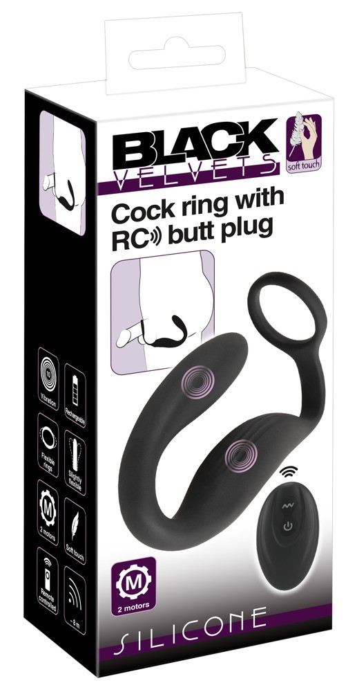 Вібратор простати з ерекційним кільцем Cock ring with RC butt plug, фото 1