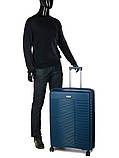 Валіза велика L поліпропілен синя 74x51x30(+5)см/110л/4.6кг/Airtex 642, фото 9