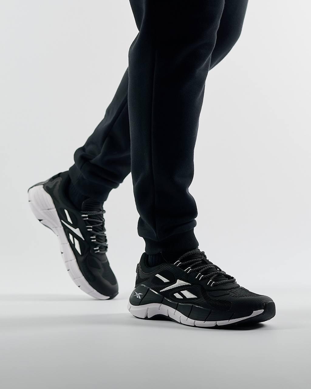 Чоловічі кросівки Reebok Zig Kinetica | Black White, кеди Рибок чоловічі текстиль нейлон чорні. Чоловіче взуття