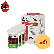 Тест-смужки Акку-Чек Перформа (Accu-Chek Performa) 300 шт. у 6 флаконах по 50 шт. в пакованні