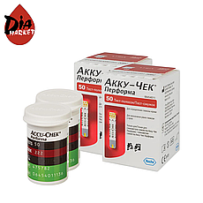Тест-смужки Акку-Чек Перформа (Accu-Chek Performa) 100 шт. у 2 флаконі по 50 шт. в пакованні