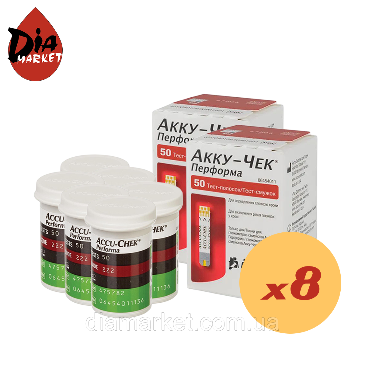 Тест-смужки Акку-Чек Перформа (Accu-Chek Performa) 800 шт. в 16 флаконах по 50 шт. в пакованні