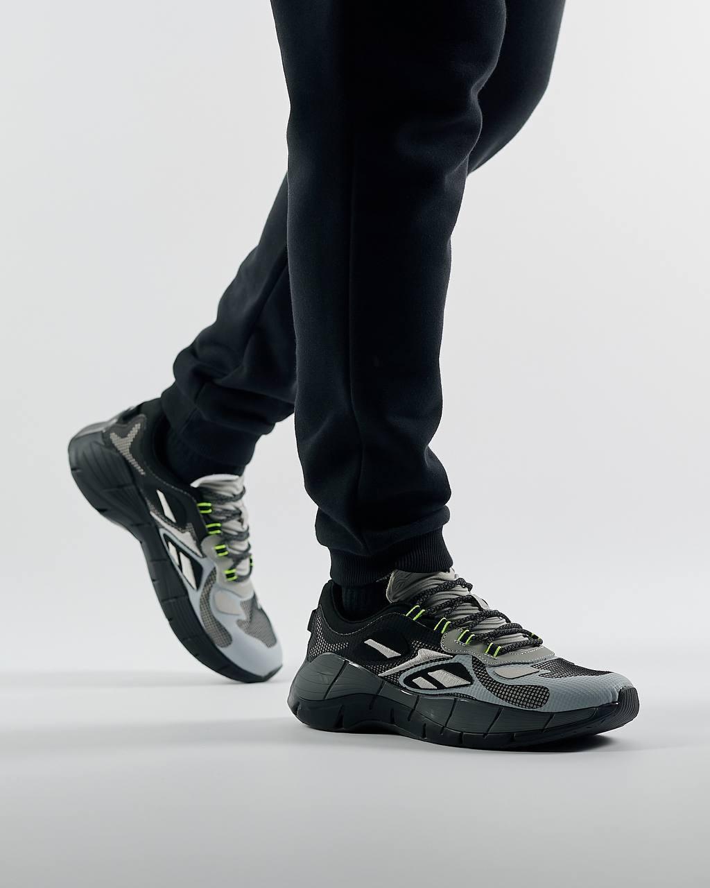 Чоловічі кросівки Reebok Zig Kinetica | Grey Black, кеди Рибок чоловічі текстиль нейлон сірі. Чоловіче взуття