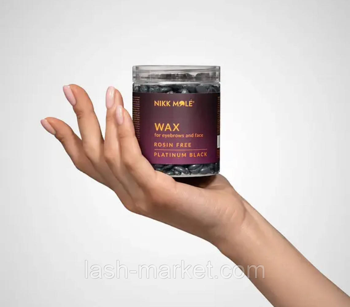 Віск у гранулах для брів та обличчя (Platinum Black) Nikk Mole, 100 г, фото 1