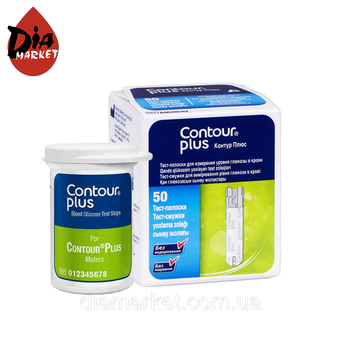 Тест-смужки Контур Плюс (Contour Plus) 50 шт. в 1 флаконі по 50 шт. в упаковці