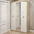 Шафа 3-х дверна Еверест Соната-1200 з дзеркалом дуб сонома + білий (DTM-2636), фото 3
