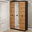 Шафа 3-х дверна Еверест Соната-1200 з дзеркалом венге темний + дуб крафт золотий (DTM-2637), фото 3