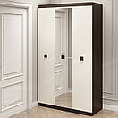 Шафа 3-х дверна Еверест Соната-1200 з дзеркалом венге темний + білий (DTM-2638), фото 3