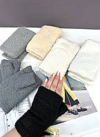 Тепленькі жіночі рукавички мітенки Teddy, руквички без пальців