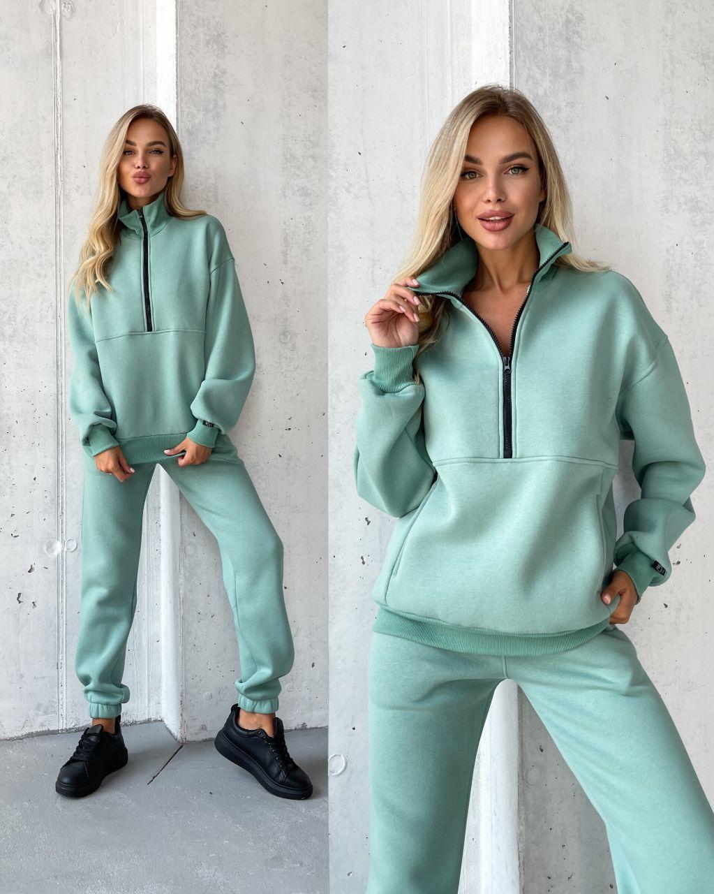 Костюм ЖІНОЧИЙ СПОРТИВНИЙ НА ФЛІСІ БІРЮЗА SNAKE TEVI 7724 до 62 розміру, фото 1