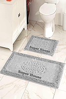 Коврики в ванную 60x100 Zerya серые мягкие прямоугольные для ванной комнаты и туалета хлопковая нить с узором