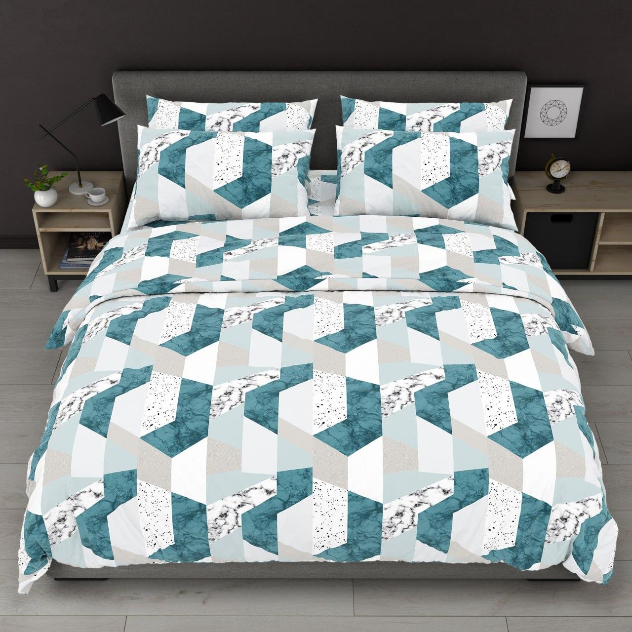 Постільна білизна Королева Ночі (Бязь) | Полуторний комплект | 50х70 | Мармурова абстракція, фото 1