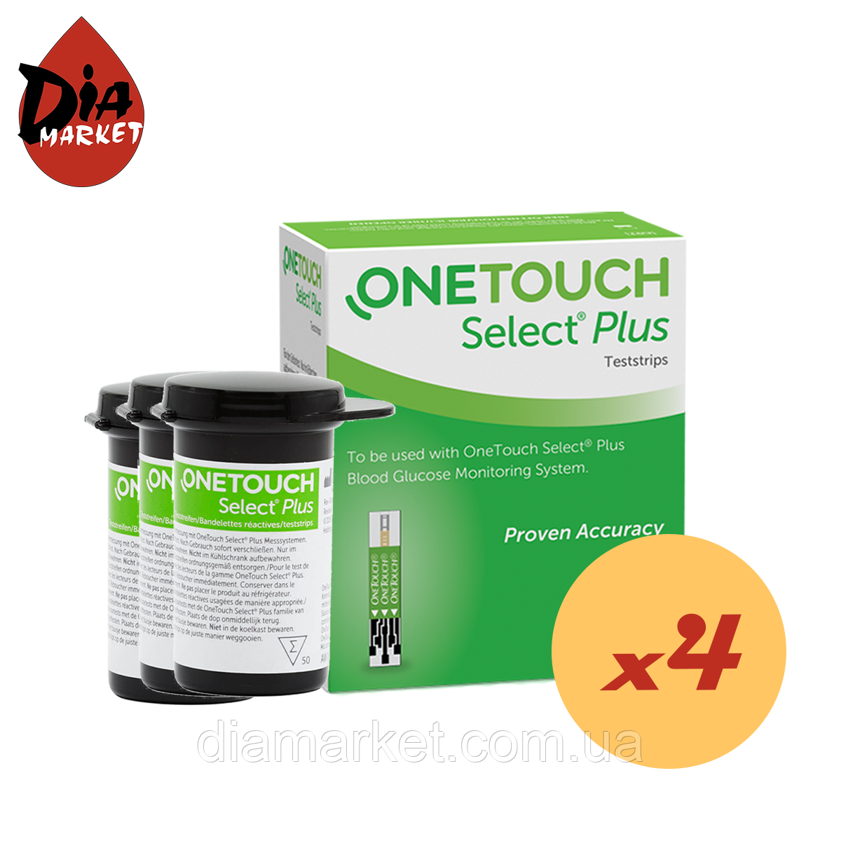 Тест-смужки Ван Тач Селект Плюс (One Touch Select Plus) 200 шт. у 4 флакони по 50 шт. у пакованні