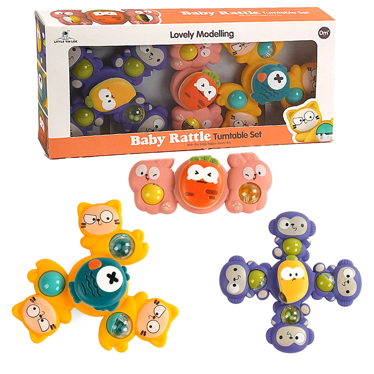 Брязкальце-спінер на присосках 3 штуки в кор 28,7*4,1*13,2см (1157), фото 1